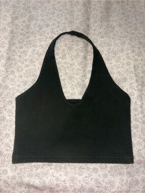 Brandy Melville Green Cotton Halter Crop Top